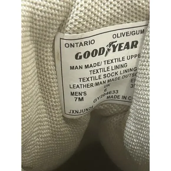 Good Year Ontario Olive Round Toe Lace Up Ankle Hiking Mens Boots 7M - Picture 4 of 6